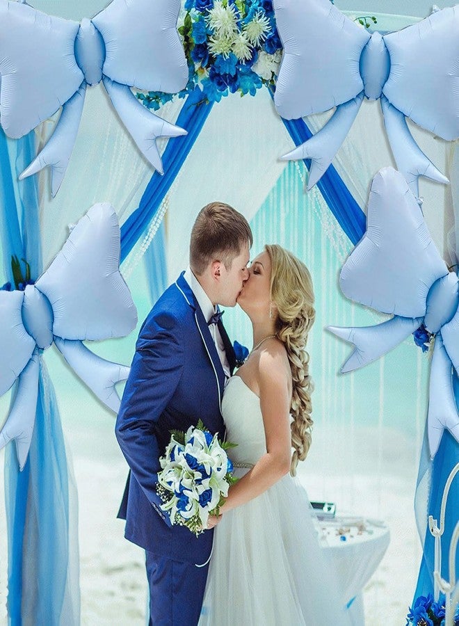 Tagberoy 4 Pcs Large Bow Balloons, Blue Bow Balloon Coquette Balloons for Blue Bow Party Decorations Coquette Birthday Decorations - Image 4
